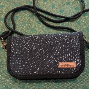 Eddie Bauer Black Patterned Crossbody Bag